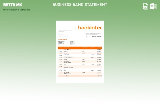 модерен стил на банкарска изјава за претпријатието Word и PDF шаблон